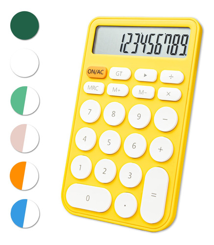 Calculadora Estandar Plana De 12 Digitos Lcs Amarillo Blanco