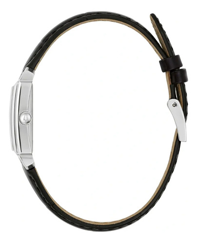 Reloj Bulova Mujer 96l330 Time Square Correa Negro Bisel Plateado Fondo Madreperla Blanca