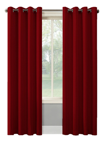 Cortina Tecido Oxford C/ Ilhós Sala/quarto 300x280cm Cores Cor Vermelho Escuro