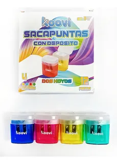 Sacapuntas De Doble Orificio Con Depósito 12 Piezas Koovi