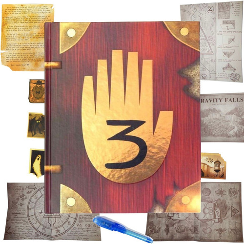 Imagen 1 de 7 de Gravity Falls Diario 3 Pasta Dura Tinta Invisible + Lampara