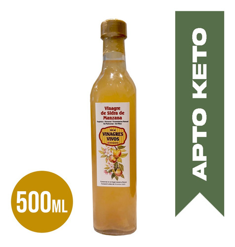 Vinagre Sidra De Manzana 500ml | Artesanal | Orgánico | Keto