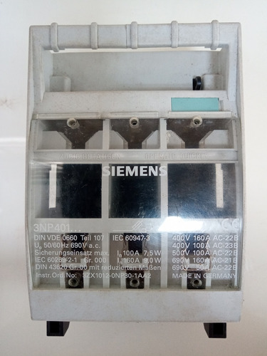 Seccionador Siemens (germany) + 3 Fuse Nh1c Gg 500v 125a