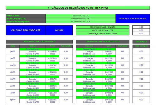 Imagem 2 de 5 de Ação Fgts, Tr X Inpc - Planilha E Modelos