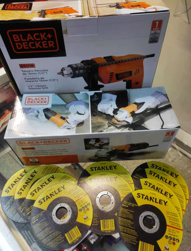 Esmeril Y Taladro Black And Decker + 10 Disco De Corte Combo