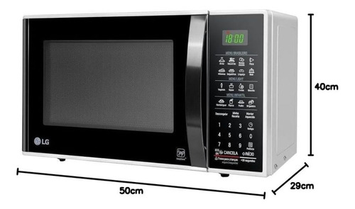 Microondas LG 30l Easy Clean Com Puxador Banco Preto Ms3091b
