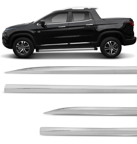 Jogo De Friso Lateral Slim Fiat Toro 16 A 18 Cromado