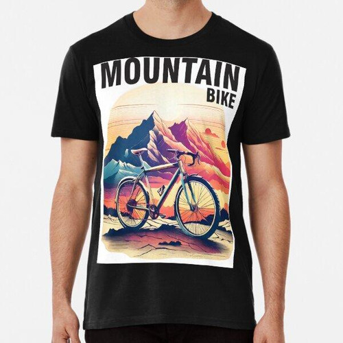 Remera  Retro Mountain Bike Illustration Algodon Premium