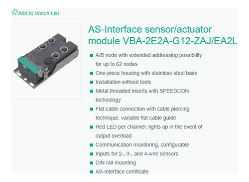 Módulo Asi De Rede As-interface Module Vba-2e2a-g12-zaj/ea2