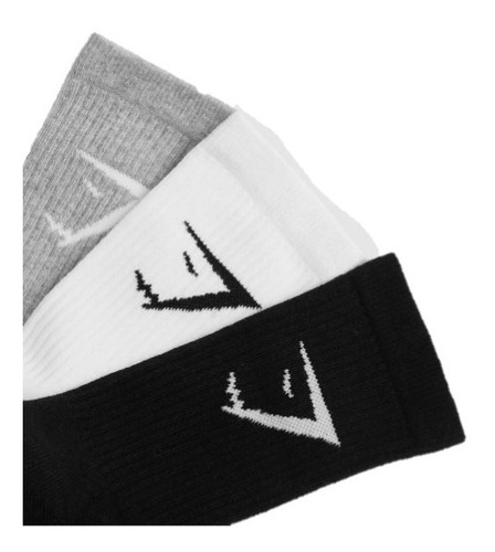 Gymshark Crew Socks 3pk - White Light Grey Marl Black