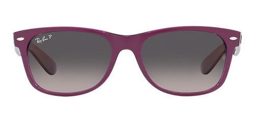 Lentes Sol Ray Ban New Wayfarer Degrade Polarizado Rb2132 Lente 6606m3 Grey Gradient/matte Violet Transparent Varilla Marrón Armazón Marrón Diseño Large 58mm