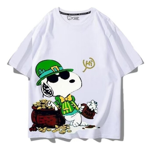 Camiseta De Manga Corta De Algodón Puro Snoopy Gentleman Ric
