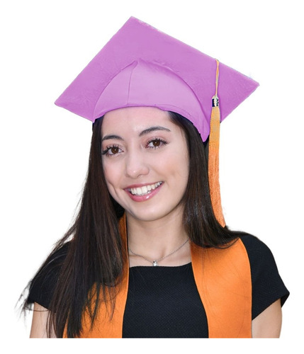Birrete Graduación Rosa Unitalla Con Borla Naranja Unitalla Adulto
