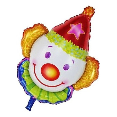 Pack 5 Globos Payaso Cabeza Metalizados Chico 35cm Aprox