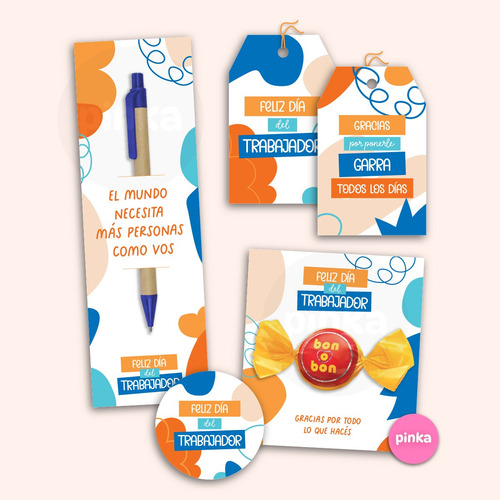 Kit Imprimible Día Del Trabajador Tags Etiquetas Azul