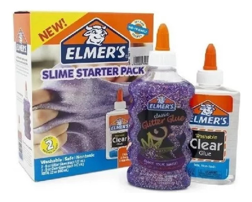 Kit Slime Com 2 Colas Glitters E 2 Colas Translucidas Elmers