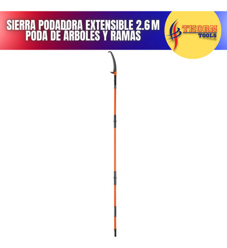 Sierra De Pértiga Extensible 8m Para Poda Con Hoja Acero Color Naranja
