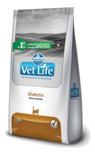 Alimento Vet Life Diabetic para gato em sacola de 2kg