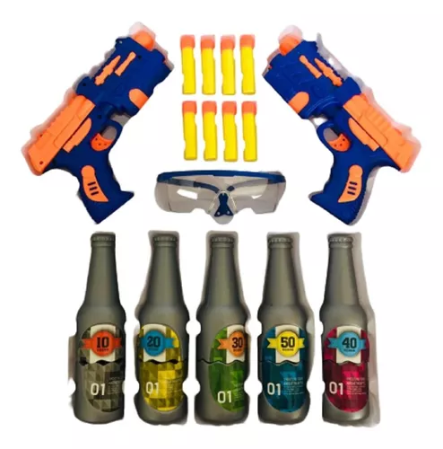 Kit 2 Arma Pistola Tipo Nerf Soft Bullet Guns Com 12 Dardos + Alvo