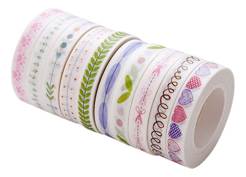 Juego De 10 Cintas Adhesivas Decorativas Washi, Colores Alea