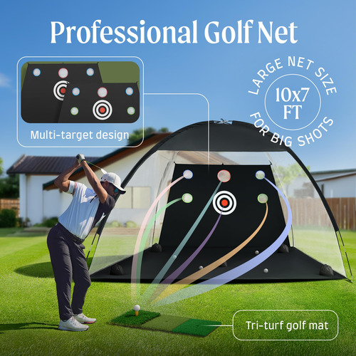Red De Práctica De Golf Oxford 420d Grande 10x7 Pies Con Acc