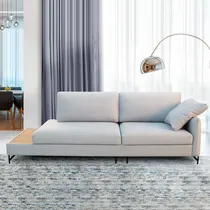 Comprar Sofá Living Design Moderno 210cm Mesa Lateral Linho Cinza