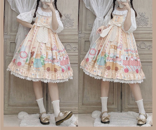 Vestidos Vintage Camisola Volante Traje Cosplay Lolita Mujer