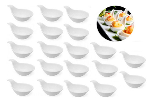 20 Unid. Colher Em Melamina Premium Para Finger Food Branca