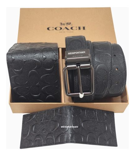 Cartera Y Cinturón +tarjetero Coach Casual Billetera + Cinto Negro Billetera Juvenil, Billetera Larga, Cartera Casual,cartera Con Monograma, Cartera Juvenil, Cartera Plegable,