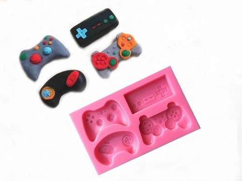 Molde Silicona Joystick Consola Gamer Fondant Porcelana Fria Color Rosa