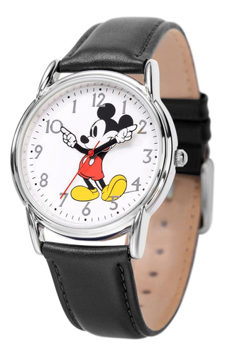 Reloj Disney Wds001236 Mickey Mouse Adult Cardiff Cardiff Color de la correa Negro Color del bisel Plateado Color del fondo Blanco