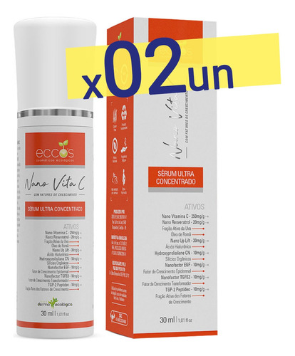 2x Nano Vita C Eccos 30ml Vitamina C 25% Fatores Crescimento
