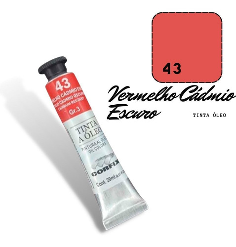 Tinta Óleo 20ml G3 043 Vermelho Cadmio Escuro Corfix