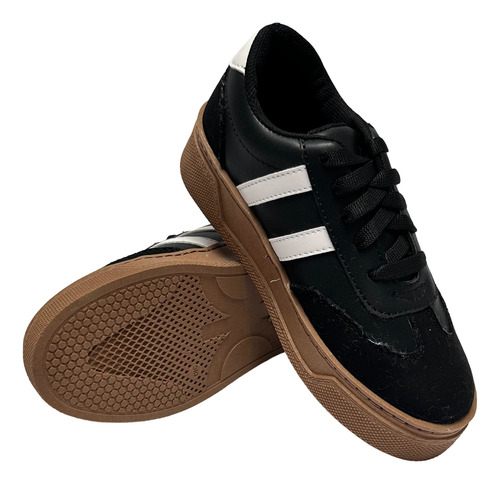 Tenis Samba Para Mujer Con Plataforma En Negro (22-26.5)