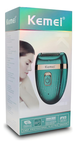 Rasuradora Afeitadora Kemei Recargable Para Dama Km-393 Verde