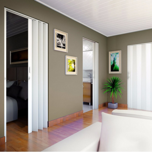 Porta Sanfonada Pvc Polifort 210cmx60cm Branco Neve H Cor Branco-neve