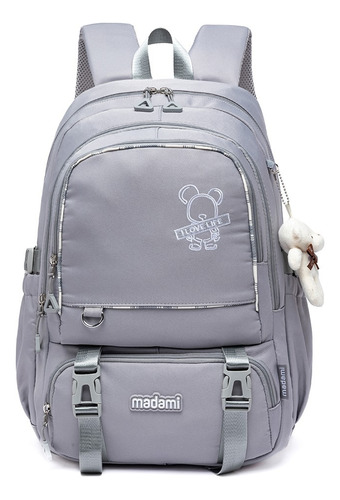 Mochila Escolar Grande Faculdade Notebook Casual Resistente Cor Cinza-escuro Desenho Do Tecido Liso