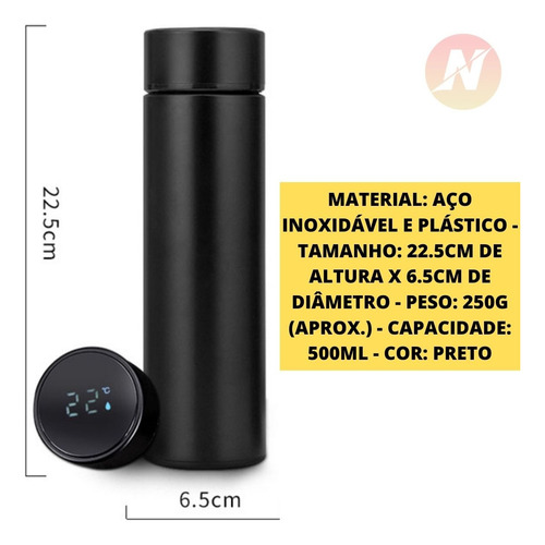 Imagem 3 de 6 de Garrafa Térmica Para Bebidas 500ml Café Agua Viseira Digital