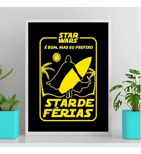 Quadro Humor Star Férias 24x18cm - Moldura Preta