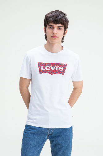 Remera Levi's Hombre Graphic Setinneck Batwing Hawaii White