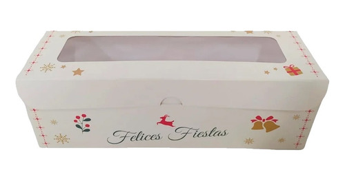 Caja Para Budin Felices Fiestas Con Visor 28x10x8.5 Cm