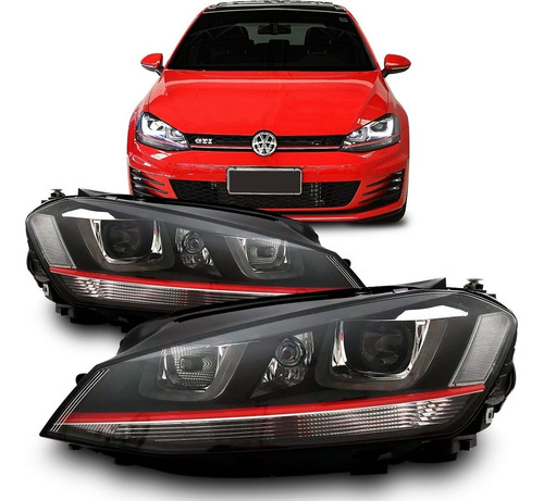 Par Farol Golf Gti 2014 15 2016 2017 2018 Led Mascara Negra