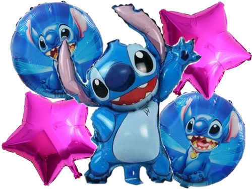 Pack 5 Globos Metalizados Lilo & Stitch