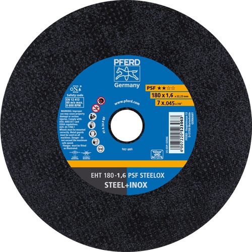 Disco Abrasivo De Corte Pferd Psf Steelox 180x1,6mm X 25und