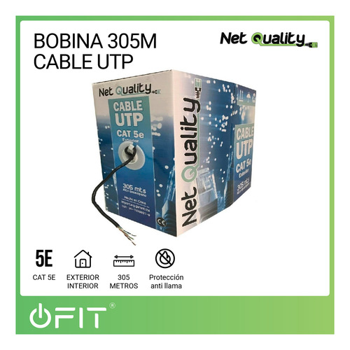 Imagen 2 de 10 de Cable Utp Bobina Rollo 305m Categoria 5e Exterior Redes Cctv