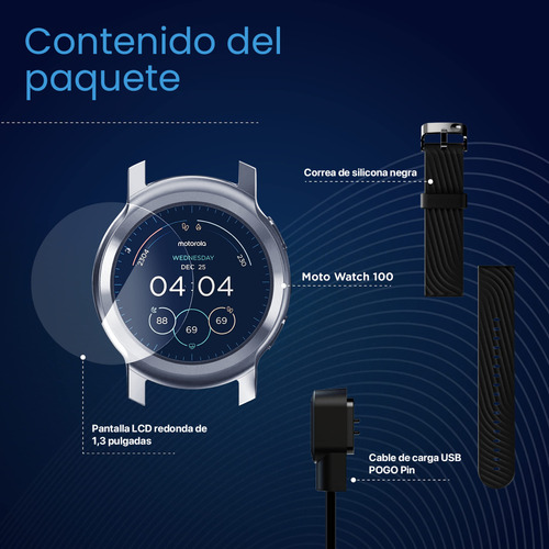 Smartwatch Moto Watch 100 Reloj Inteligente Deportivo 5atm Al Agua Smartwachth 1.3'' Pantalla Y Llamada Bluetooth Reloj Inteligente Hombre Color Plateado Plateado