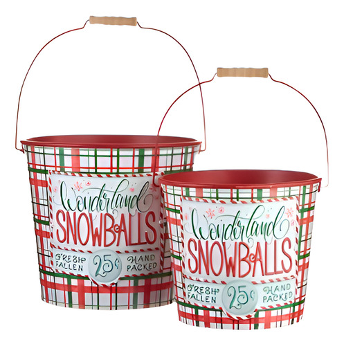 Set 2 Cubetas Snowballs Decoración Navidad 2 Tamaños