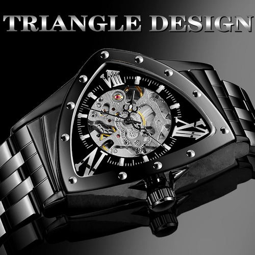 Reloj Forsining, Forma De Triángulo, De Acero Inoxidable