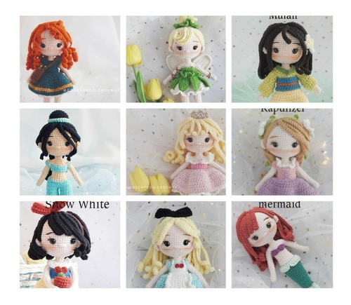 Imagen 2 de 3 de Crochet Tejidos Amigurumis 17 Patrones Hermosas Princesas A