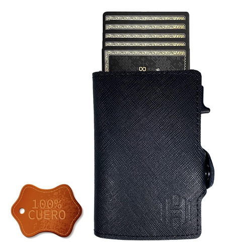 Hardley Bond Wallet billetera hombre de cuero tarjetero bloqueo Rfid color negro saffiano